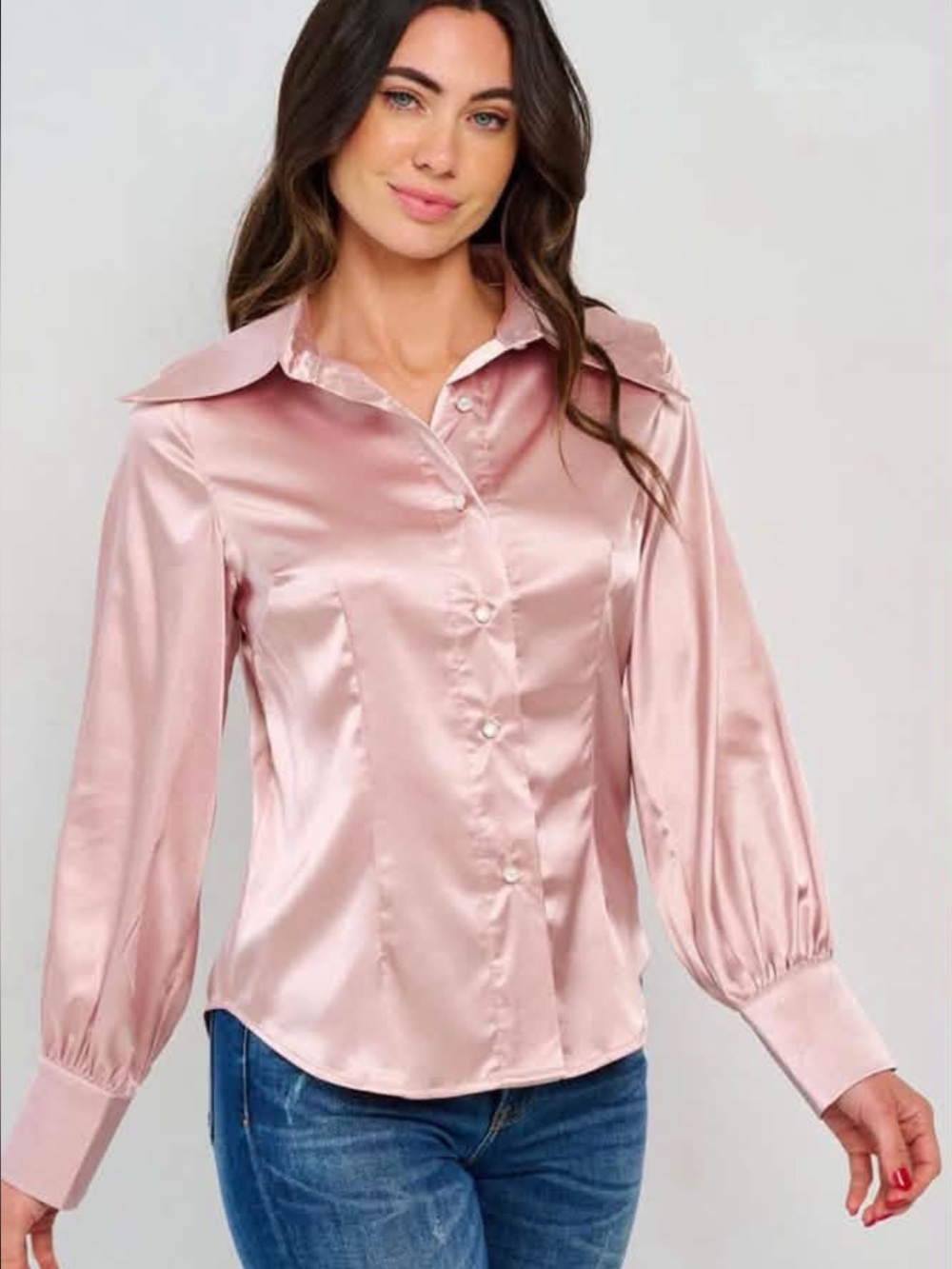 Elegant  Blouse in Soft Pink blouson blouse